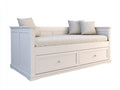 Divano letto - Legno-Tessuto - 210x98x89 cm - Bianco-Beige - Moderno classico