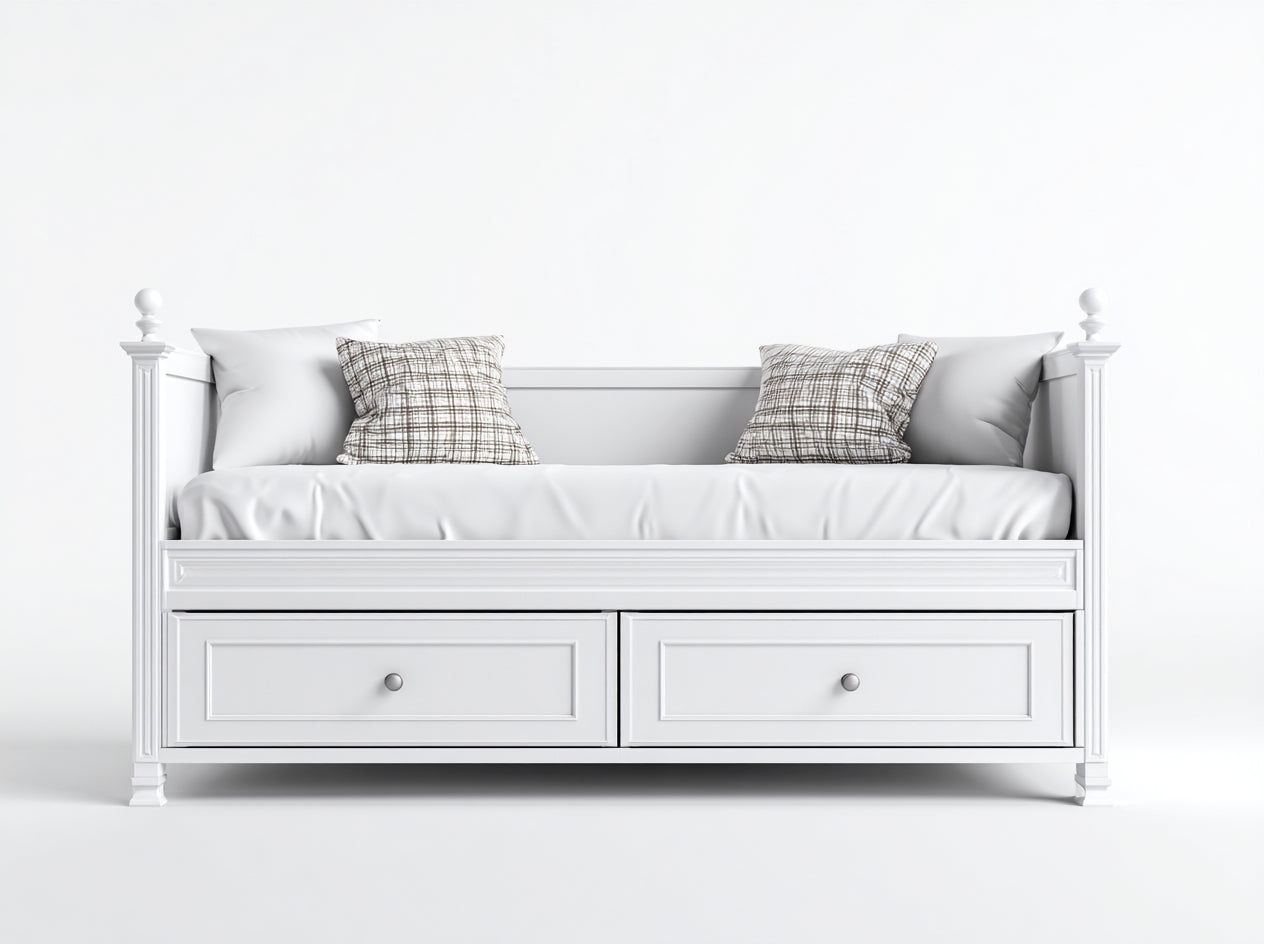 Divano letto - Legno-Tessuto - 211x98x92 cm - Bianco - Classico decorativo