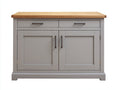 Credenza-legno-MDF-metallo-142x63x95 cm-grigio caldo-rovere miele-country elegante