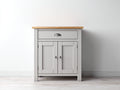 Credenza-legno-MDF-metallo-78x52x90 cm-grigio perla-rovere chiaro-classico compatto