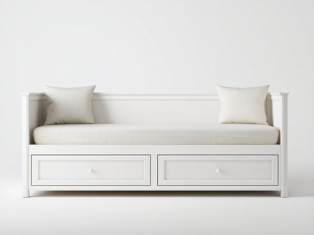 Divano letto - Legno-Tessuto - 203x94x86 cm - Bianco - Nordico semplice