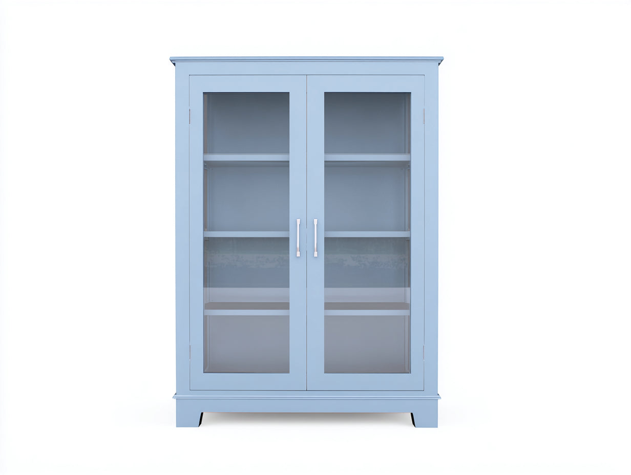Vetrina - legno-vetro - 92x38x142 cm - azzurro chiaro - stile classico moderno