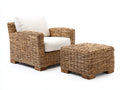 Poltrona da giardino - rattan-tessuto-legno - 100x92x86 cm - naturale-avorio - stile rustico