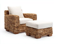 Poltrona da giardino - rattan-tessuto-legno - 96x88x84 cm - naturale-bianco - stile naturale