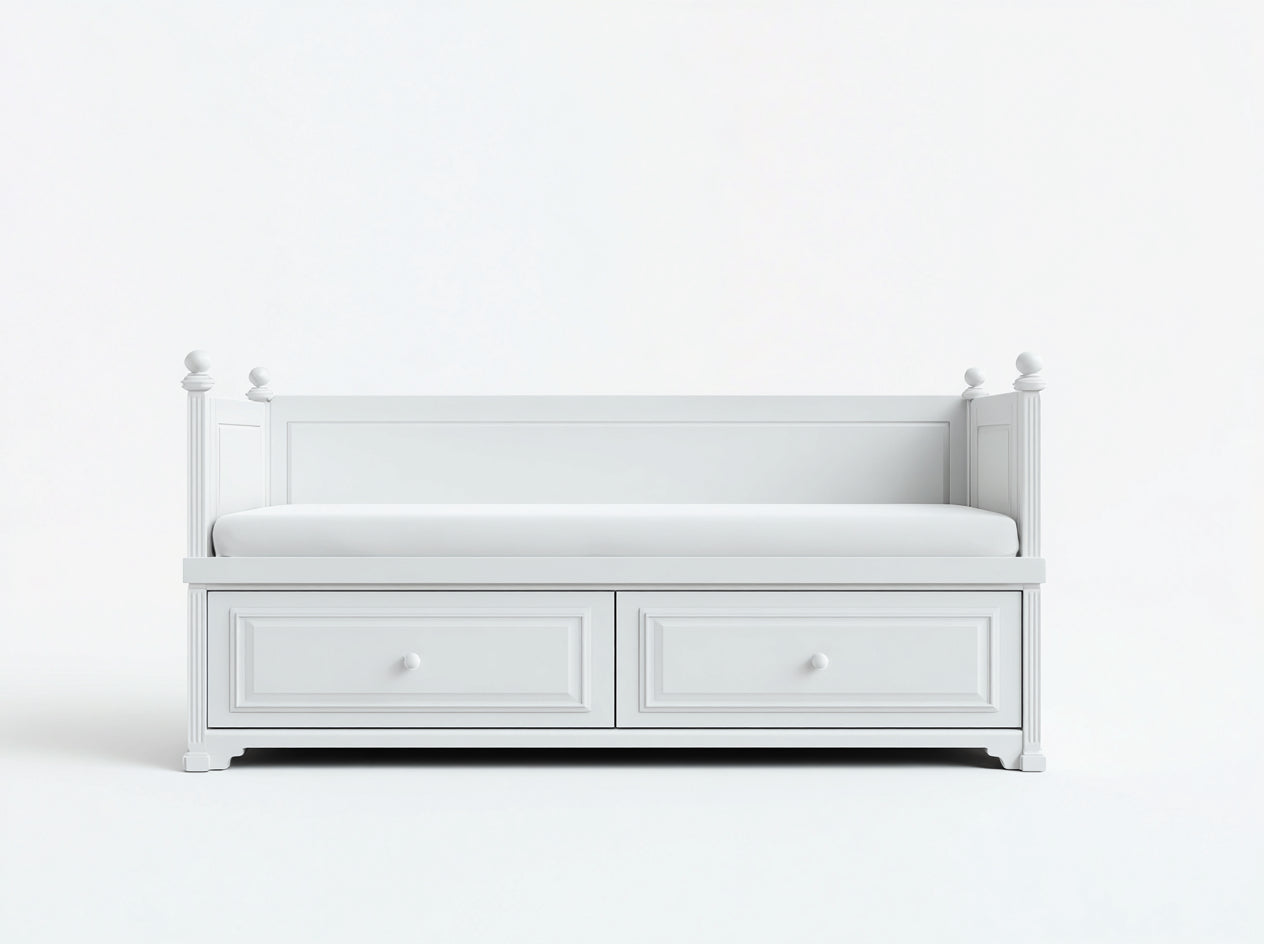 Divano letto - Legno-Tessuto - 205x98x92 cm - Bianco - Classico funzionale