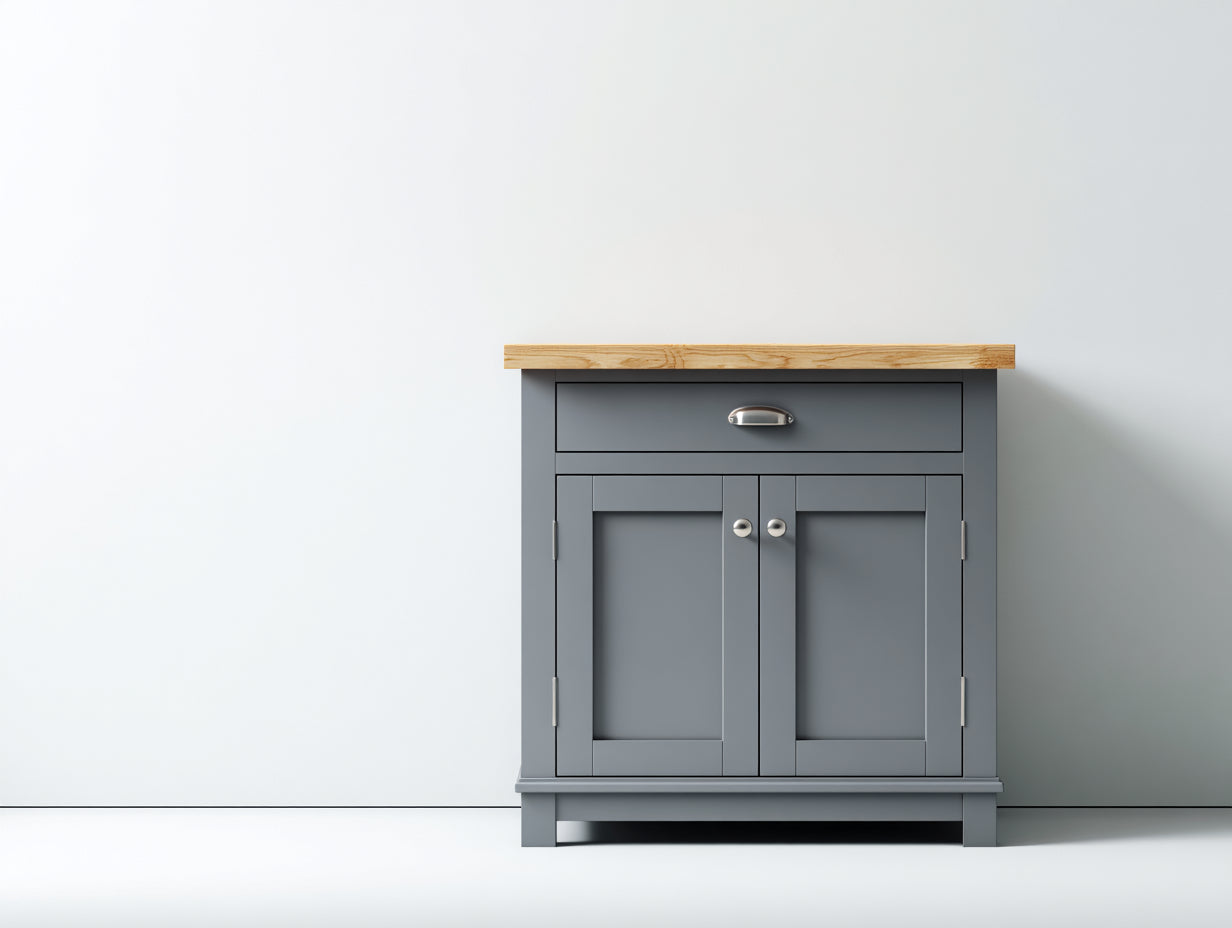 Credenza-legno-MDF-metallo-84x54x92 cm-grigio ardesia-rovere chiaro-classico contemporaneo