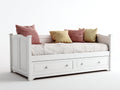 Divano letto - Legno-Tessuto - 213x99x91 cm - Bianco-Beige - Country moderno