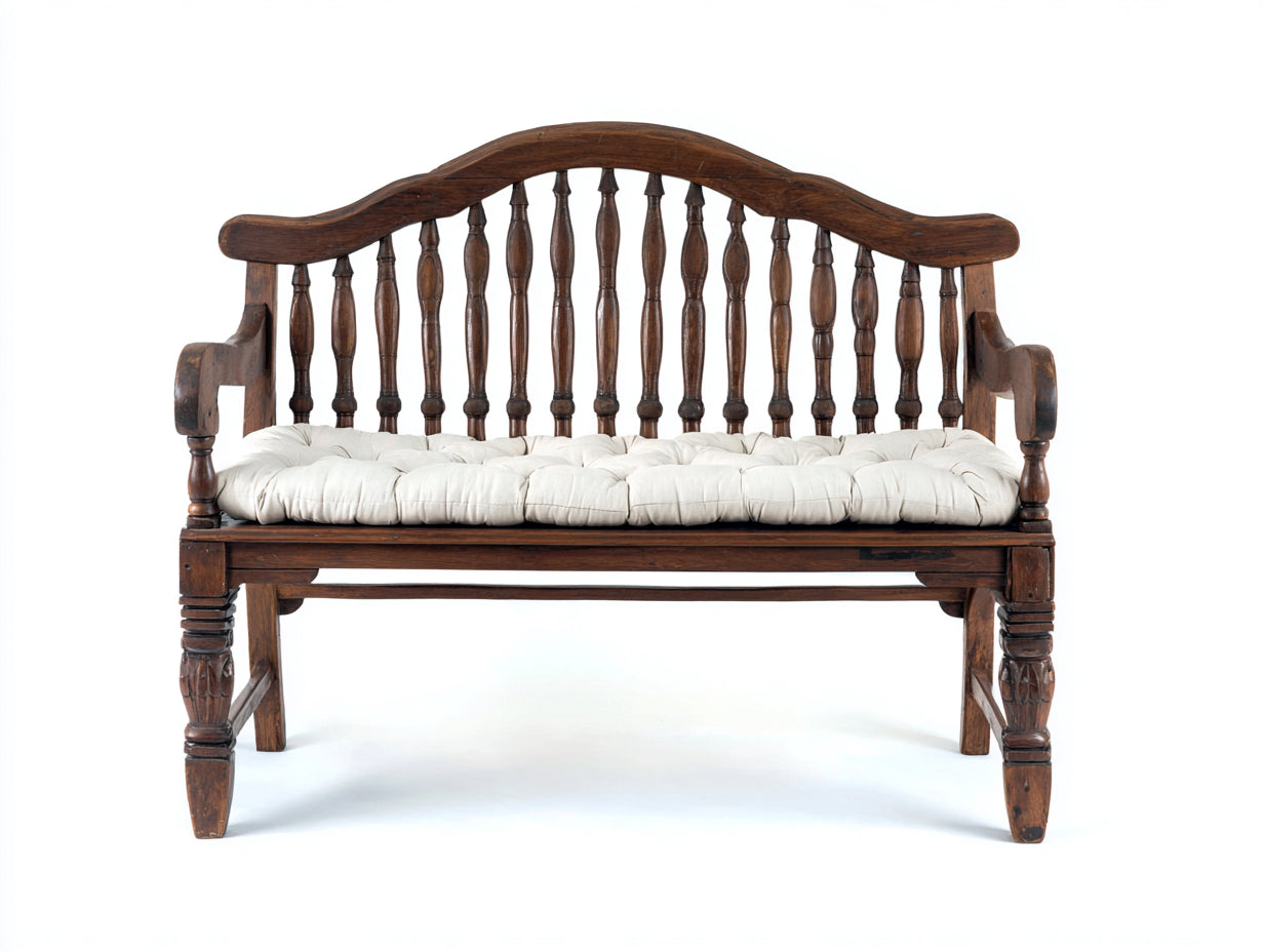 Panche da giardino - legno-tessuto - 150x55x96 cm - marrone scuro-avorio - stile rustico