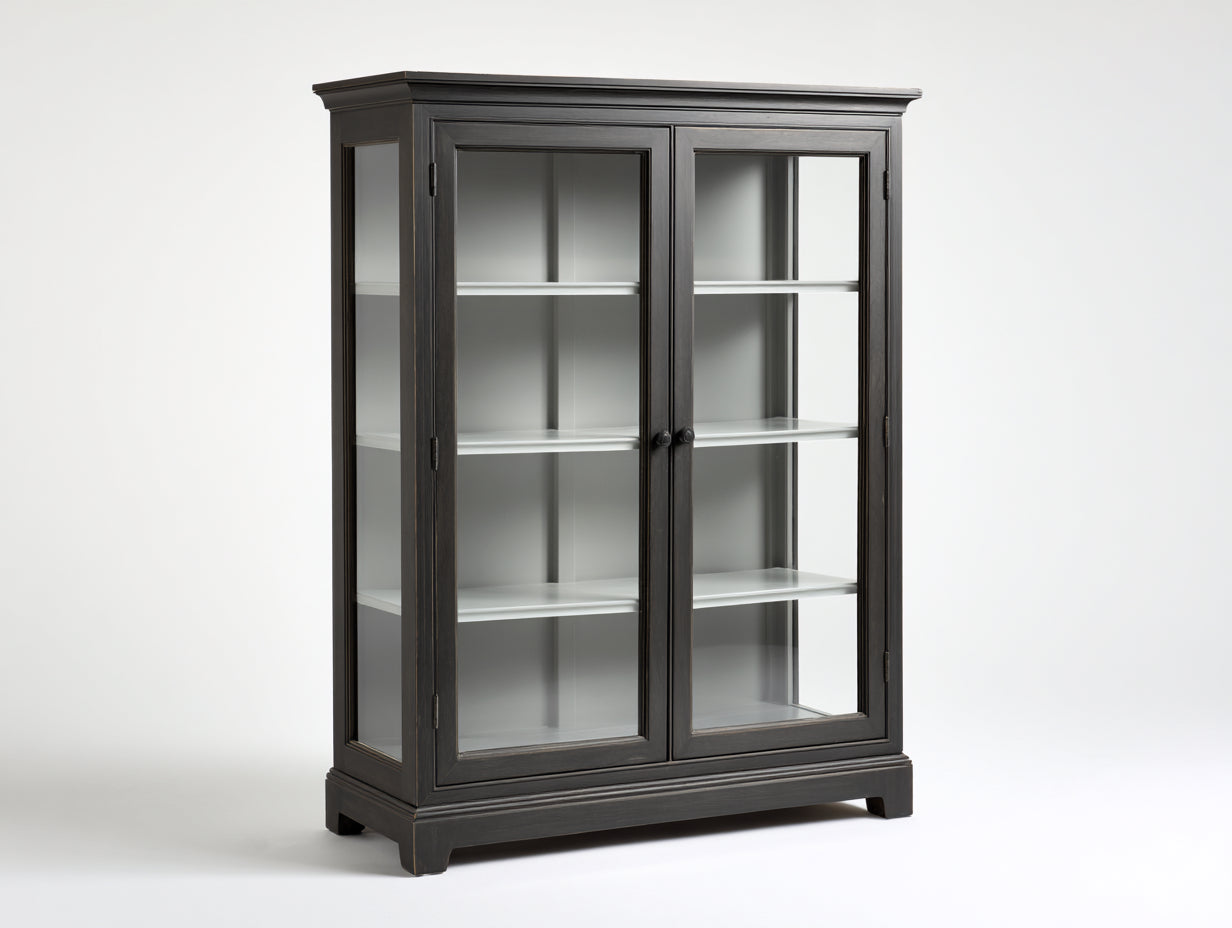 Vetrina - legno-vetro - 112x43x154 cm - grigio fumo - stile classico contemporaneo