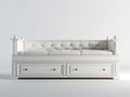 Divano letto - Legno-Ecopelle - 218x101x89 cm - Bianco - Classico capitonne