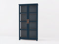 Vetrina - legno-vetro - 88x37x190 cm - blu petrolio - stile industriale moderno
