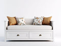 Divano letto - Legno-Tessuto - 208x96x90 cm - Bianco-Beige - Classico country