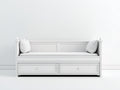 Divano letto - Legno-Tessuto - 206x95x90 cm - Bianco - Classico luminoso