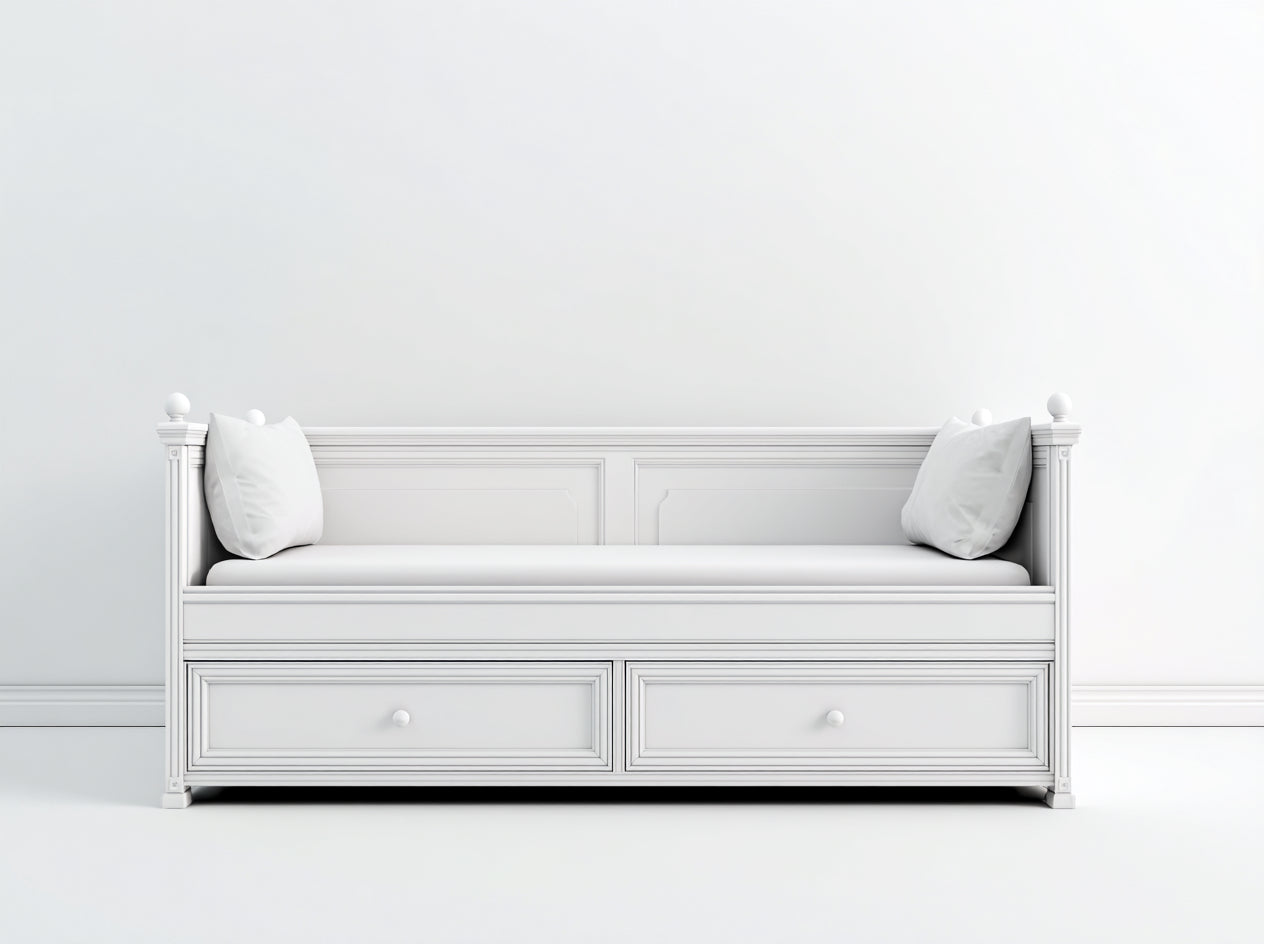 Divano letto - Legno-Tessuto - 206x95x90 cm - Bianco - Classico luminoso