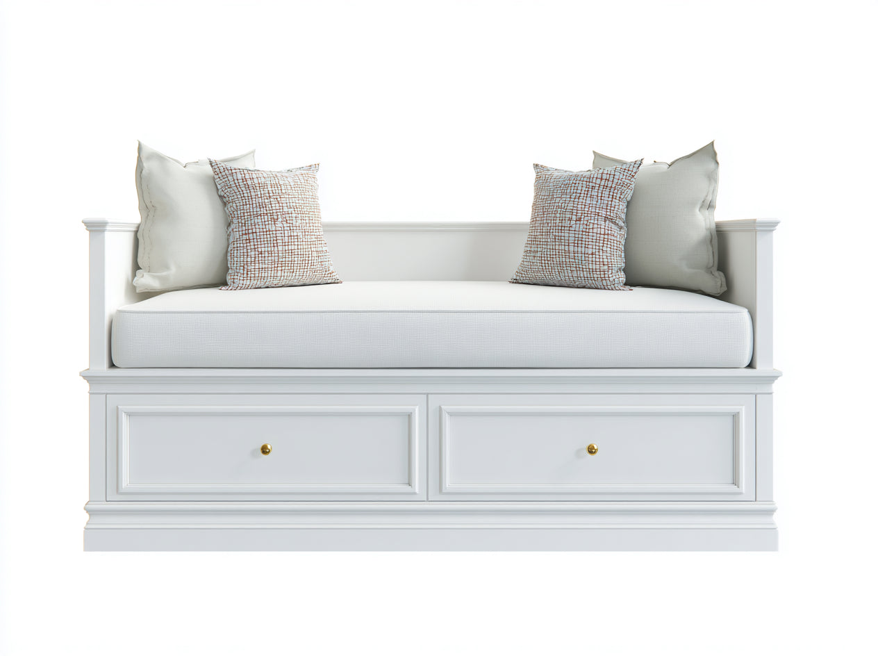 Divano letto - Legno-Tessuto - 209x97x88 cm - Bianco - Classico moderno
