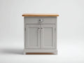 Credenza-legno-MDF-metallo-76x50x88 cm-grigio chiaro-rovere naturale-minimalista moderno