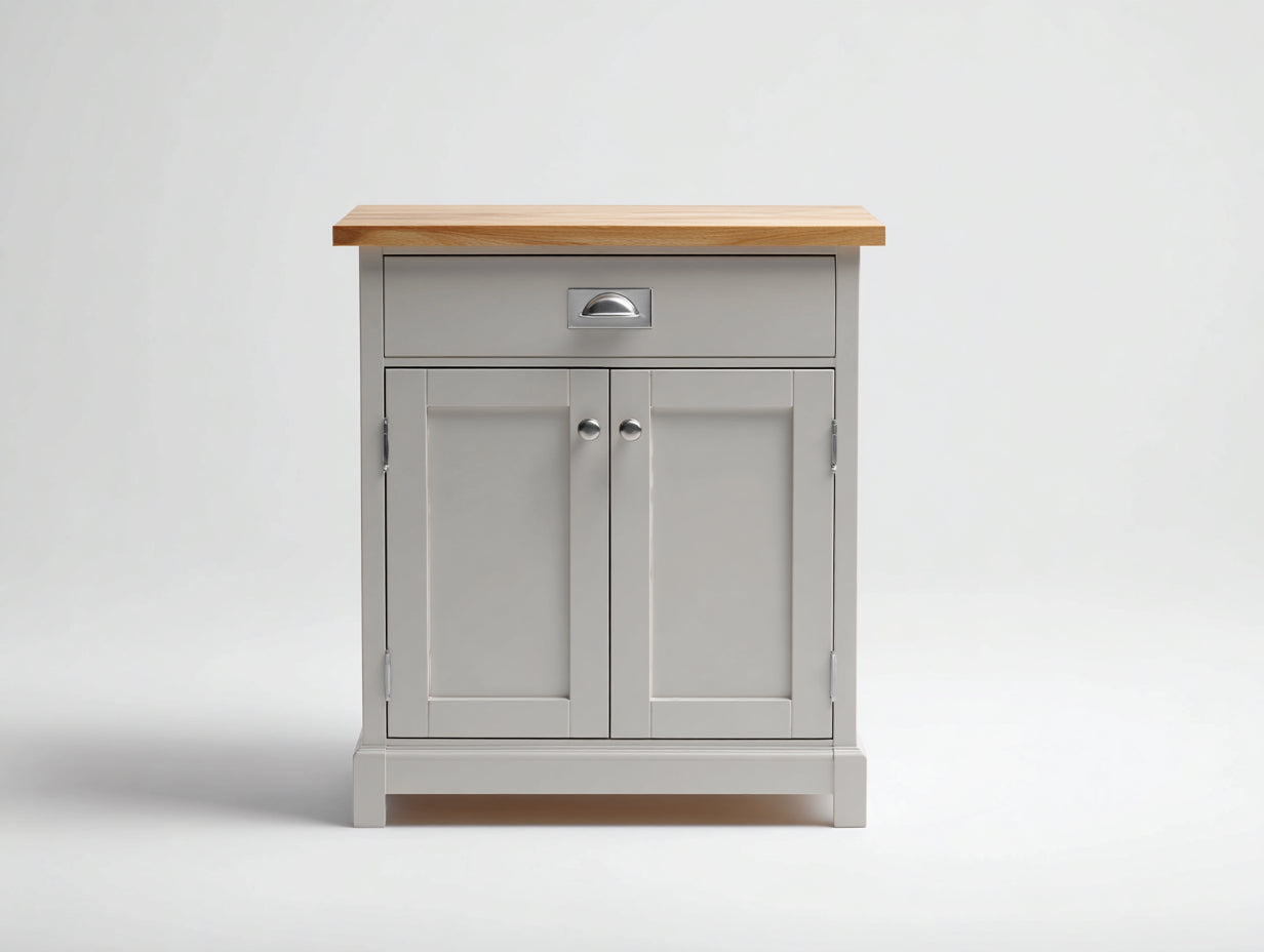 Credenza-legno-MDF-metallo-76x50x88 cm-grigio chiaro-rovere naturale-minimalista moderno