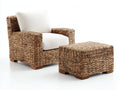 Poltrona da giardino - rattan-tessuto-legno - 98x90x85 cm - naturale-bianco - stile rustico