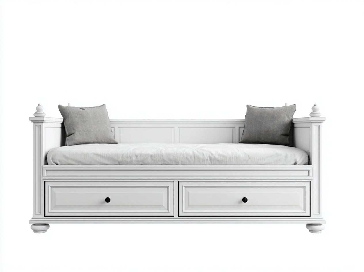 Divano letto - Legno-Tessuto - 214x99x93 cm - Bianco - Classico tradizionale