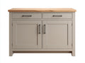 Credenza-legno-MDF-metallo-136x62x94 cm-beige tortora-rovere naturale-fattoria moderna