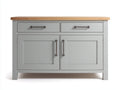 Credenza-legno-MDF-metallo-128x60x93 cm-grigio seta-rovere chiaro-country moderno