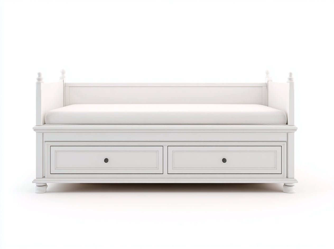 Divano letto - Legno-Tessuto - 207x96x91 cm - Bianco - Classico elegante