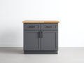 Credenza-legno-MDF-metallo-96x57x91 cm-grigio grafite-rovere chiaro-industriale moderno