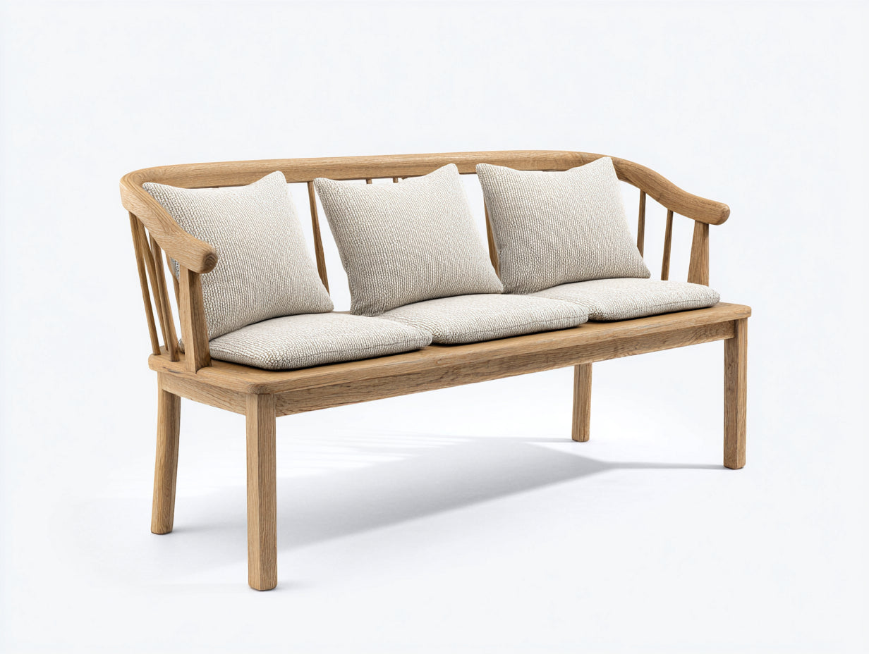 Panche da giardino - legno-tessuto - 182x66x90 cm - rovere-beige - stile moderno