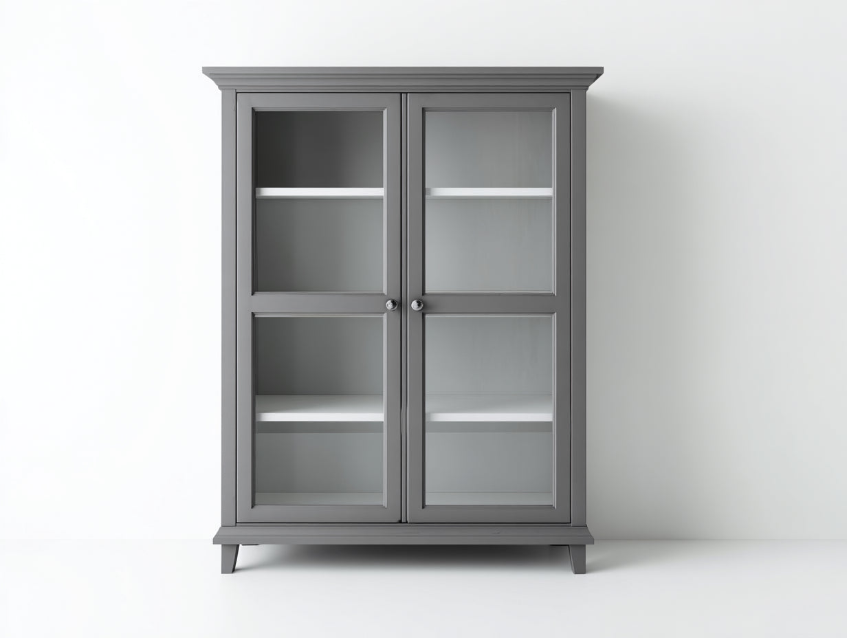 Vetrina - legno-vetro - 104x42x151 cm - grigio antracite - stile classico raffinato