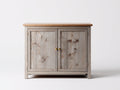 Credenza-legno massello-MDF-metallo-112x56x91 cm-legno sbiancato-rovere naturale-rustico nordico
