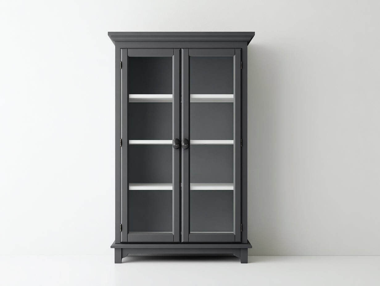 Vetrina - legno-vetro - 90x39x146 cm - grigio grafite - stile contemporaneo essenziale